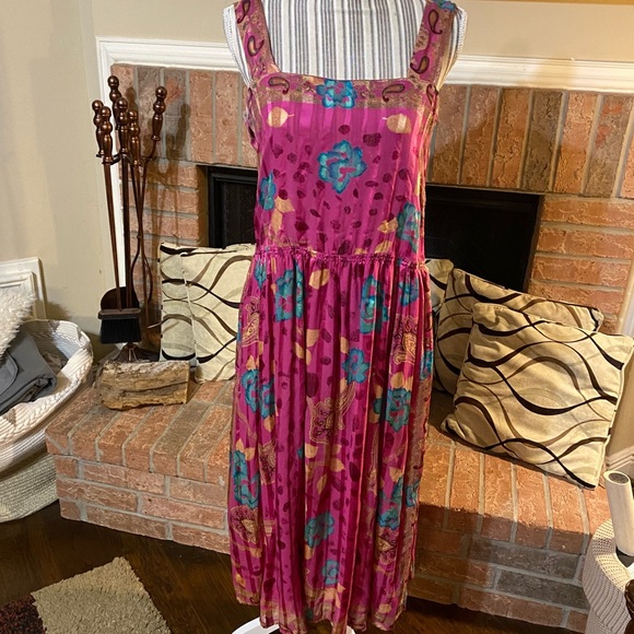 Anne Crimmins | Umi Collection - 100% Silk Vintage 70s 80s Dress | Size: 12 - Picture 2 of 9